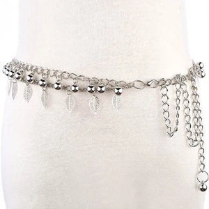 Hot Sale Woman Dress Chain Waist Belt With Leaves Shape Pendant