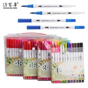 Hot Sales Customized 120 Colors Dual Tip Watercolor Brush Pen Set with Fineliner Tip