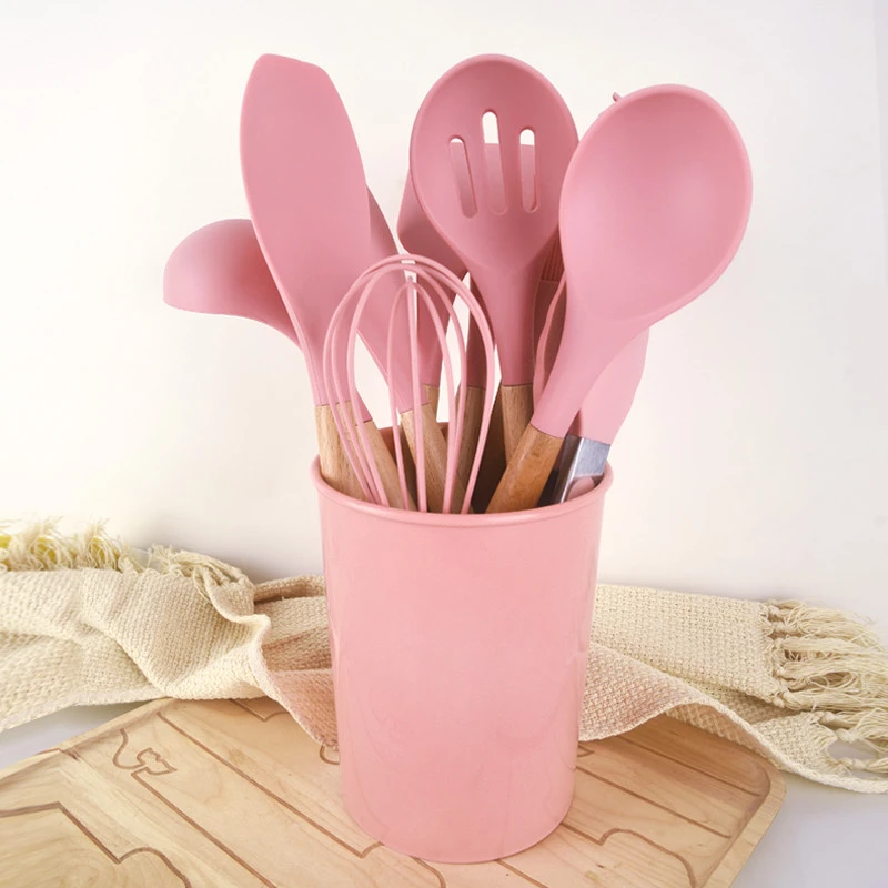 Hot Selling 12-Piece Silicone Kitchen Cooking Utensils Set kitchen tools include slotted spatula spoon turner ladle tong whisk