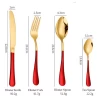 Hot Selling 24 PCs Luxury Gold Stainless Steel Cutlery Set With Holder Wedding