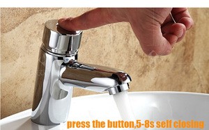 hot selling brass self closing basin deck mounted water tap time delay wash chrome basin faucet