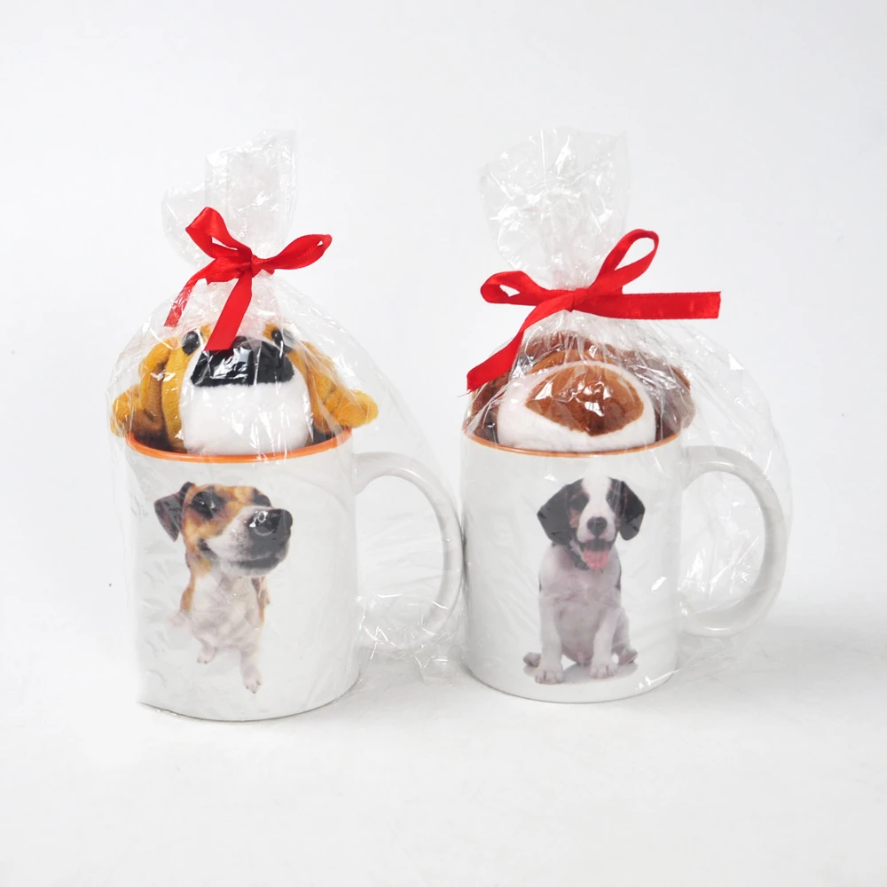 Hot Selling Gift Set Coffee Mug with Lovely Plush Toy Bear for Promotion