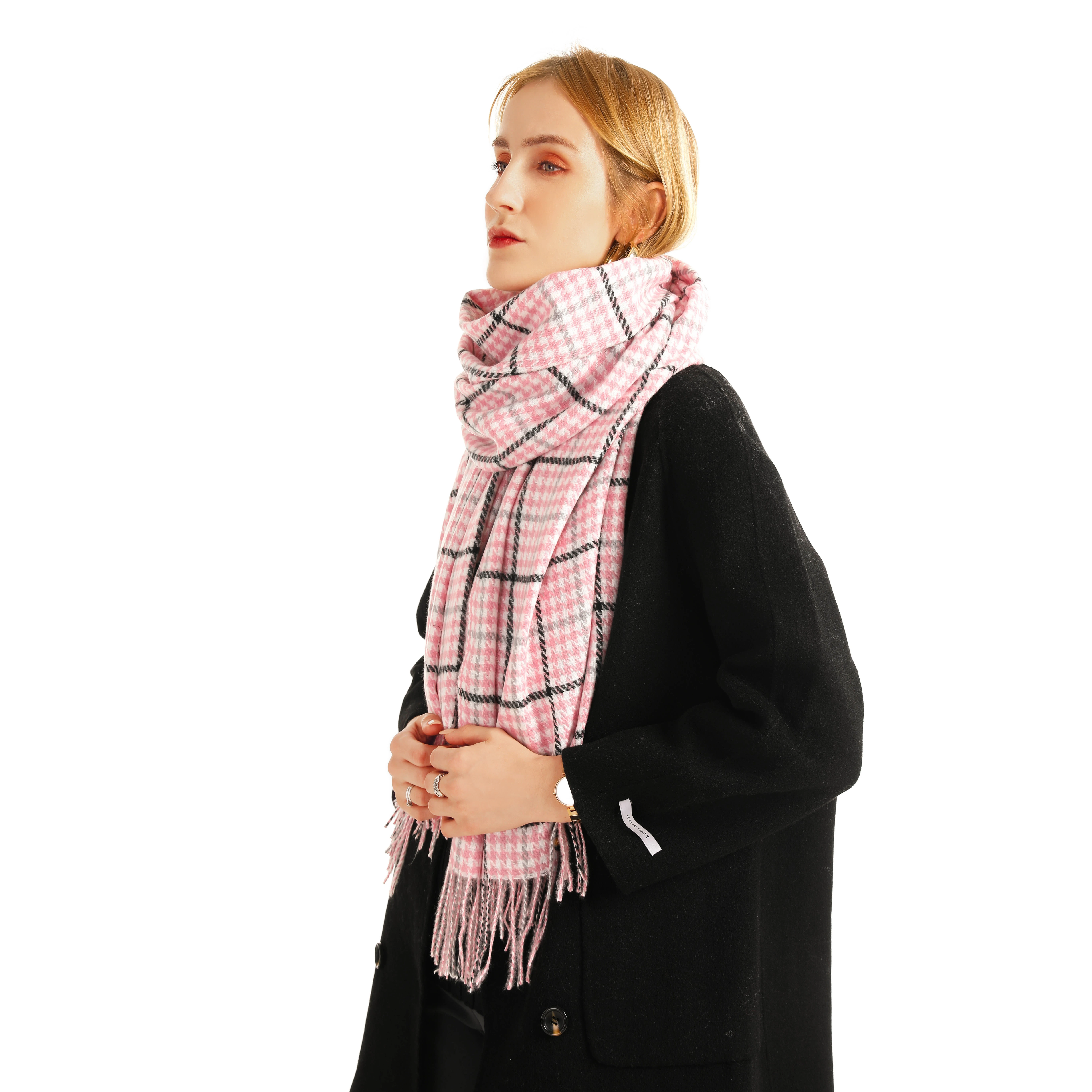Houndstooth winter warm cashmere Imitation scarf women polyester scarf pashmina