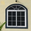 House sliding window grill design with modern simple design powder coated white aluminium french half moon arch windows