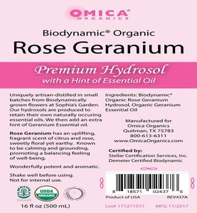 Hydrosol, Biodynamic Organic Rose Geranium with a Hint of Essential Oil