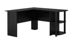 Import wooden furniture from China home office table L-shaped desk with bookshelves black MDF computer desk for sale