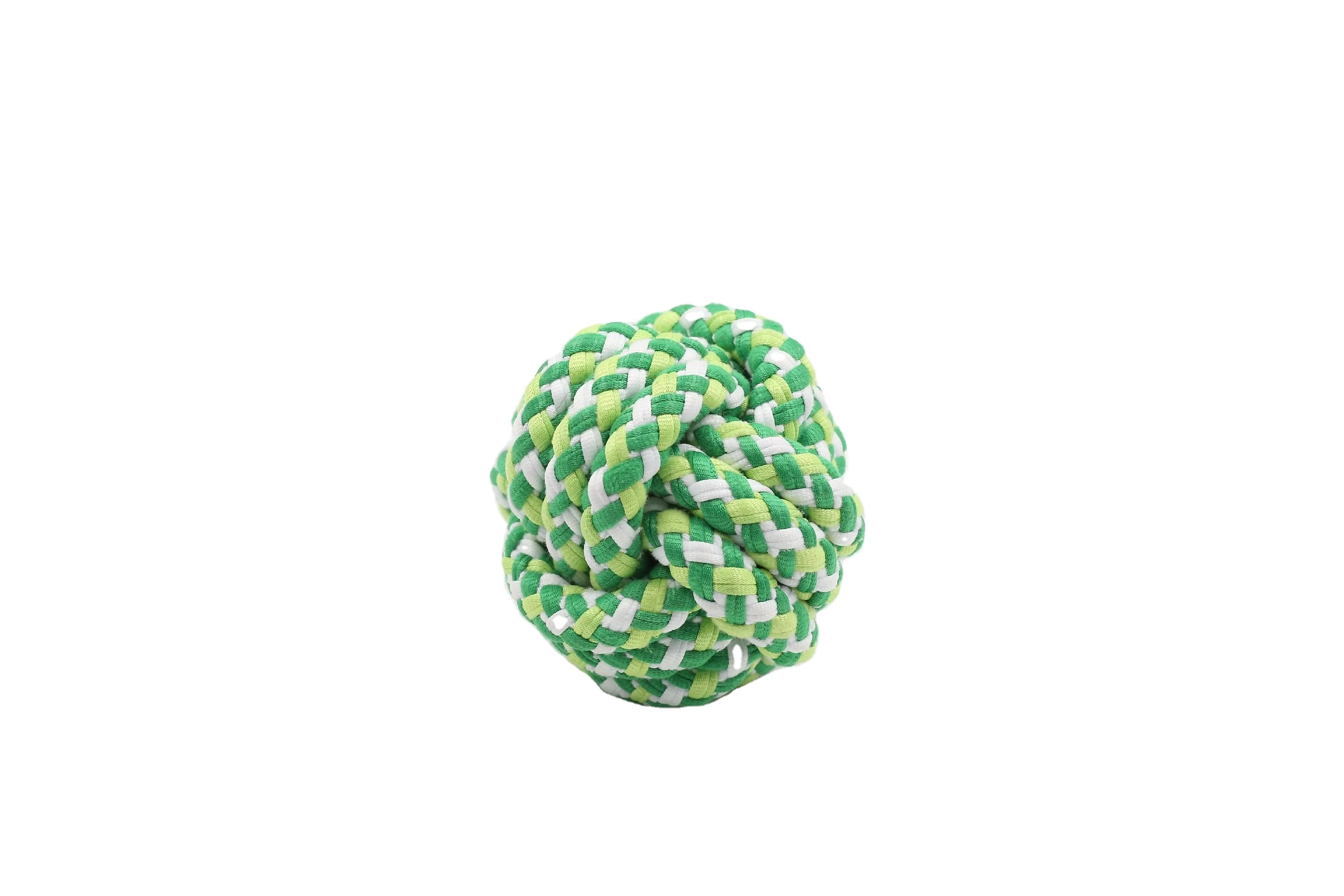Interactive dog throw ball activity toy green rope ball for dog teeth cleaning