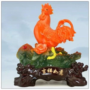 Jade Resin folk crafts ,China Feng Shui Decorated chicken rooster statue