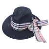 JAKIJAYI fashion polyester soft ribbon woman summer straw panama hat