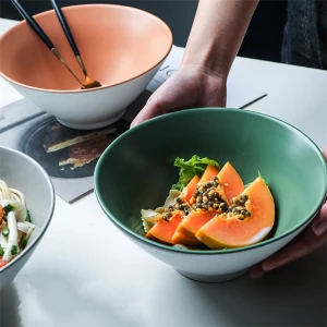 Japanese style tableware custom color ceramic noodle ramen bowl for restaurant