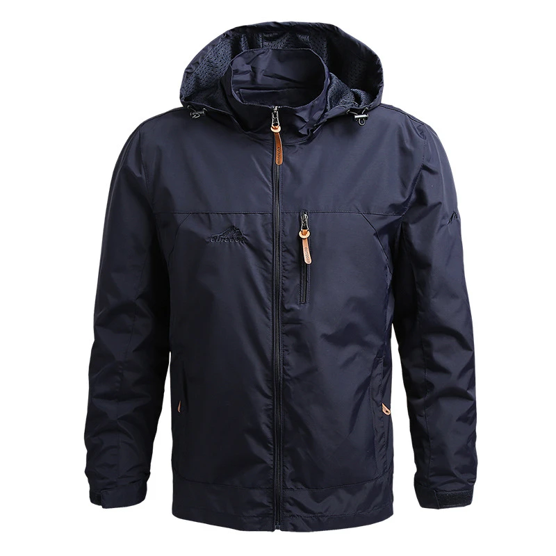 JQ3 2021 spring jacket men hooded zipper waterproof coat windproof warm solid color fashion  coat outdoor wholesale customize