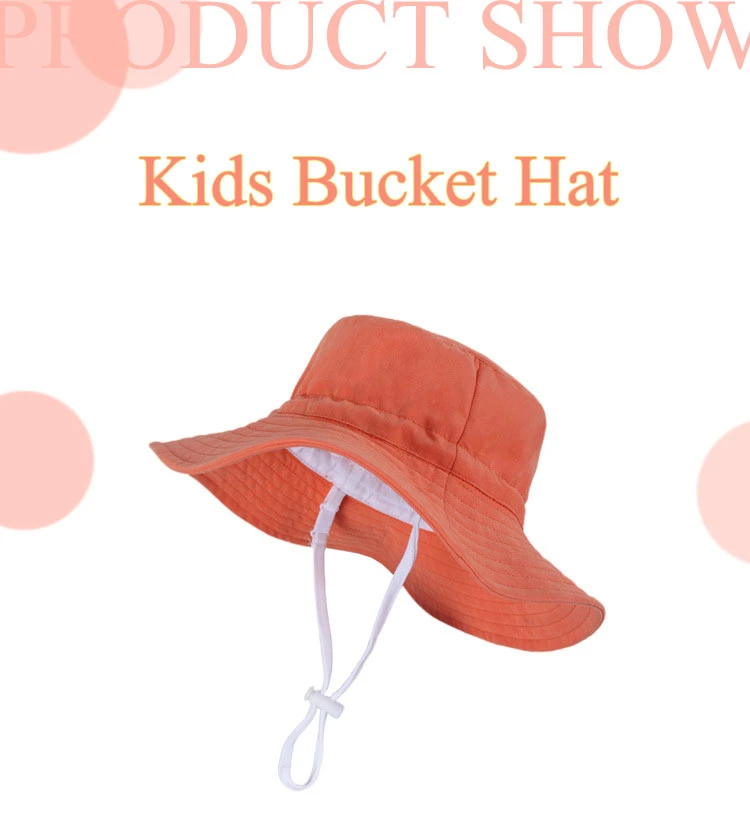 Kids Sun Hat Wide Brim UV Protection Bucket Hat Chin Strap Children Bucket Hats