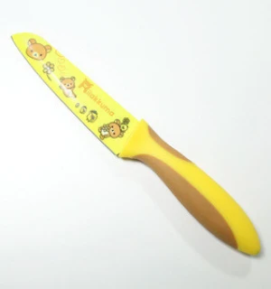 kitchen rubber handle coating printingblade paring fruit knife set