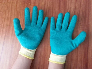 knitted Poly cotton line latex coated gloves/industrial heavy duty rubber gloves
