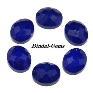 Lapis Lazuli oval shape checker cut loose gemstone