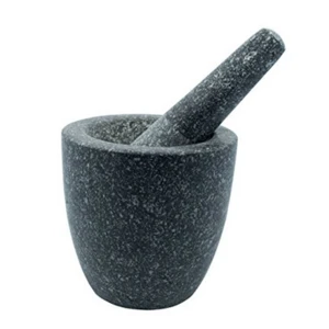 Large Natural Grey Granite Mortar & Pestle Stone Grinder for Spices, Seasonings, Pastes, Pestos and Guacamole