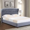 Latest designs fabric modern furniture classic queen size soft bed k/d wing with tuffted