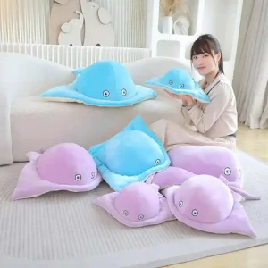 Latest Hot Selling Cute Sea Animals Manta Ray Plush Pillow Stuffed Fish Soft Cushion For Sofa Couch Bedroom Decoration