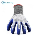 Latex Rubber Work Blue Cut Resistant Gloves For Glass Industry