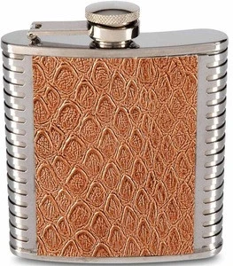 Leather wrapped custom stainless steel material leather 6 oz hip flask