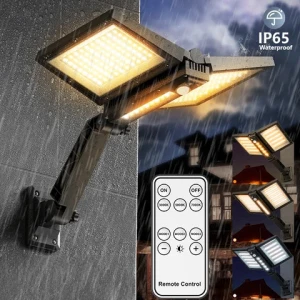 Led Home Pathway Outdoor Waterproof Solar Power Street Wall Lamp With Remote Control Motion Sensor Security Light For Garden