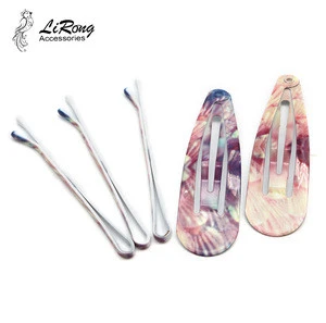 Lirong Steel Bobby pins 50mm Print Pattern  Hair pins snap clips Barrettes for Girls Ladies