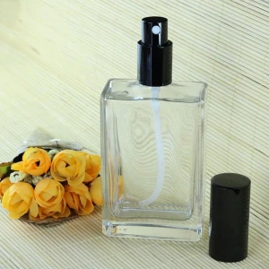 Luxury 1 oz 50ml 100ml square glass perfume bottle mist spray glass bottles luxury toner bottle with dispenser  (GSA27)