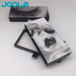 Luxury chip cardboard eyelash packaging box with tape puller stock products or customized boxes small MOQ