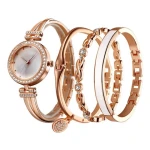 Luxury Crystal Diamond Ladies Watches and Bracelet Set Womens Relojes Para Mujer Fashion Rose Gold Steel Quartz Wrist Watch