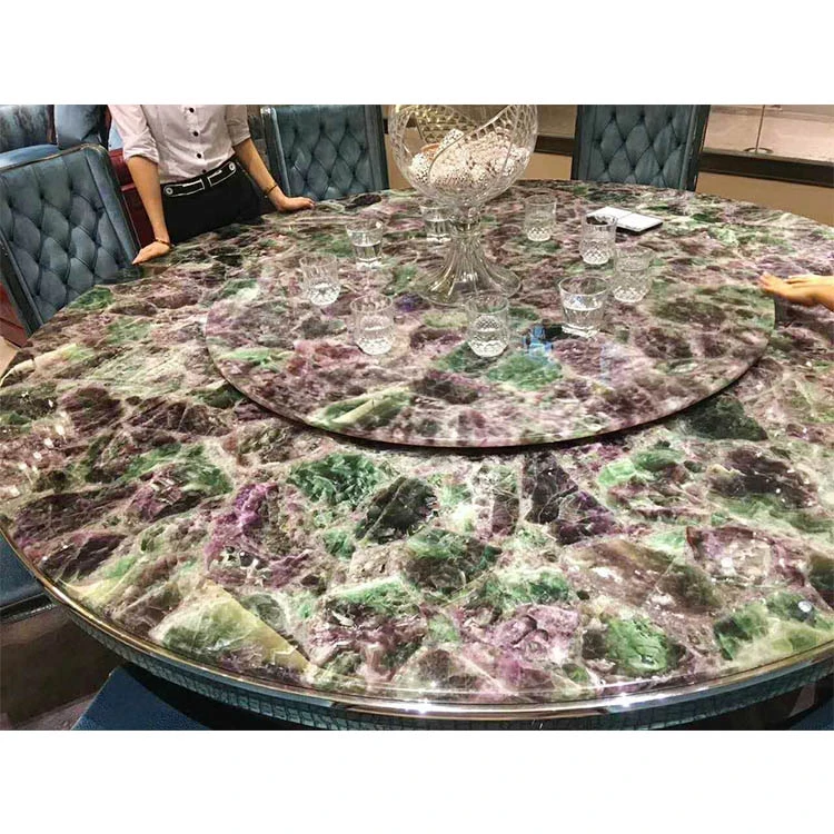 Luxury Dining Room Round Dining Table Gemstone Furniture Agate Table Set