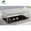 Luxury stainless steel silver console table,half moon marble console table
