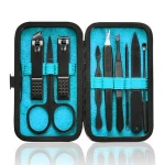 Manicure Set Men Women Travel Manicure 9 In 1 Stainless Steel  Pedicure Set Travel Grooming kit Black Red Blue  Velvet Liner