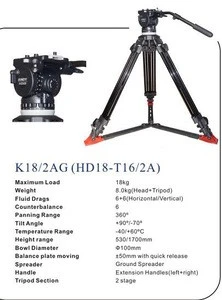 Manufacturers Professional Factory Broadcast Video Camera Tripod K18 For Loading 18KG