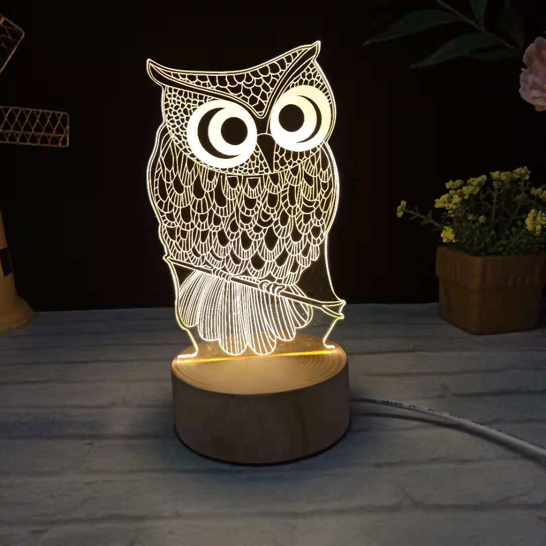 Maple Leaf 3D Visual Illusion Wood Lamp Transparent Acrylic Night Light Warm light Table Lamp Holiday Christmas Lamp