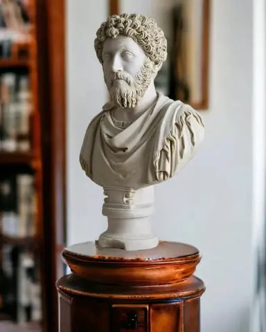 Marble Statue Head of Marcus Aurelius The Philosopher King  Sculpture