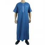 Men Muslim Clothing Dubai Design Moroccan Style Cotton And Linen Comfortable Mens Thobe Islamic Clothing