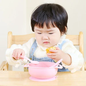 Mini Custom Color Handle Children Silicone Baby Suction Rice Noodle Fruit Bowl