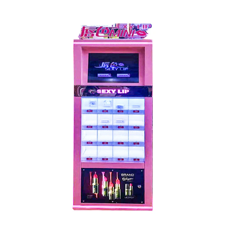 Mini Touch Screen Vending Machines With Advertising Display &amp; Buy Mode Coin Operated Claw Lipstick Cosmetic Vending Machine