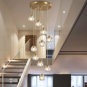 Modern Copper Pendant lighting Led Crystal Ceiling Chandeliers