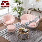 Modern Couch Velvet Fabric chair Leisure mental Armchair Living Room Furniture Shell Velvet Sofa Chair