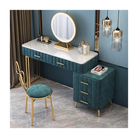 Modern luxury dressing table table 2 drawer dressing table with lamp mirror