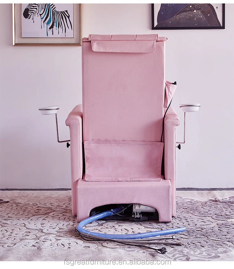 Modern Luxury Salon Recline Back Pink Massage Spa Foot Pedicure Chair