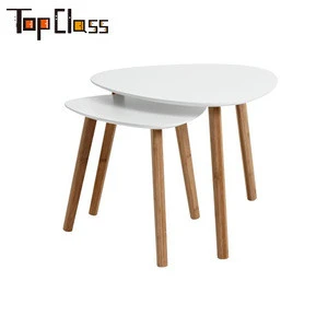 Modern MDF top bamboo wood leg side table coffee table for living room furniture
