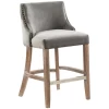 Modern Upholstered Bar Stool Dining Chair with Wooden Legs Velvet Chair