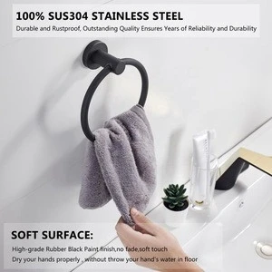 Modern Wall Mounted Black Finished Bath Towel Ring