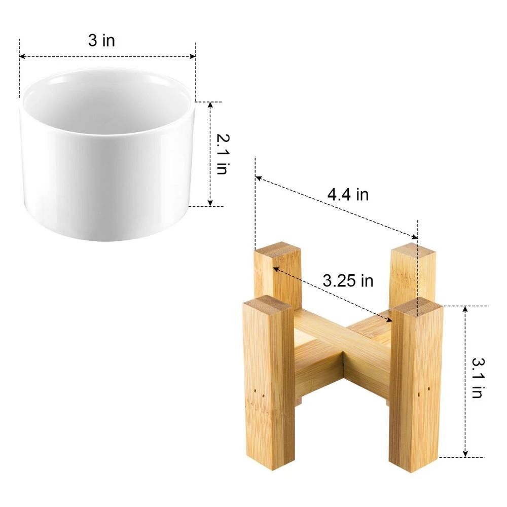 Modern White Round Ceramic Planter Pot with Bamboo Stand Indoor Plant Holder for Succulent Plants