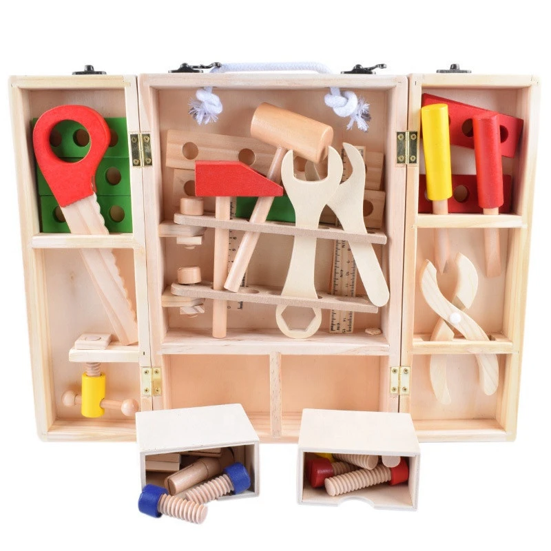 montessori wooden furniture toy wooden tool box toy 36pcs