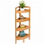 Multi-use Space Saving bathroom storage shelf 4-Tier Corner rack shelf Bamboo corner storage holder rack