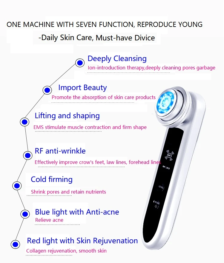 Multifunction Anti-Aging Beauty Instrument Infra Photon Vibrating Massager Tool Home Skin Rejuvenation Facial Massage Introducer