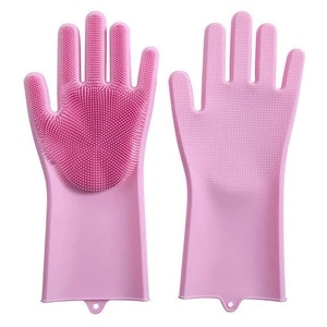 Multiple uses silicon washing gloves for kitchen household cleaning